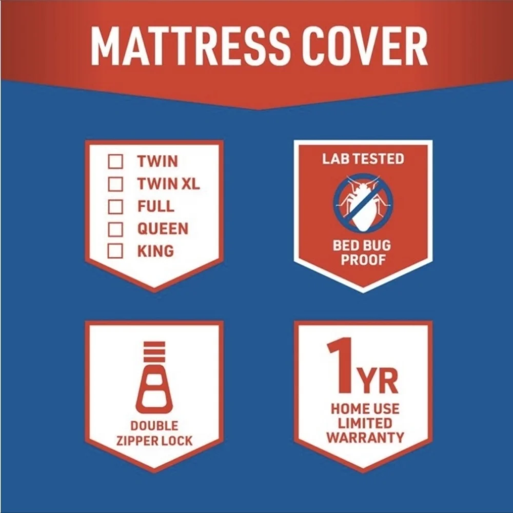 JT Eaton Lock-Up Queen Size White Stretch-Knit Polyester Matress Encasement...